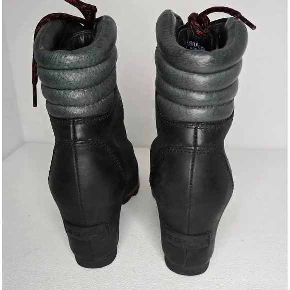 SOREL Conquest Wedge Lace Up Waterproof Leather Boots Black Women's, Size 6.5 - Picture 7 of 10